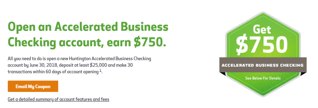 [OH, MI, IN, PA, KY, WV, IL, CO, MN, SD, WI, NC, SC, TX, WI] Huntington Bank $200/$400/$1,000 Business Checking Bonuses [Available Online]