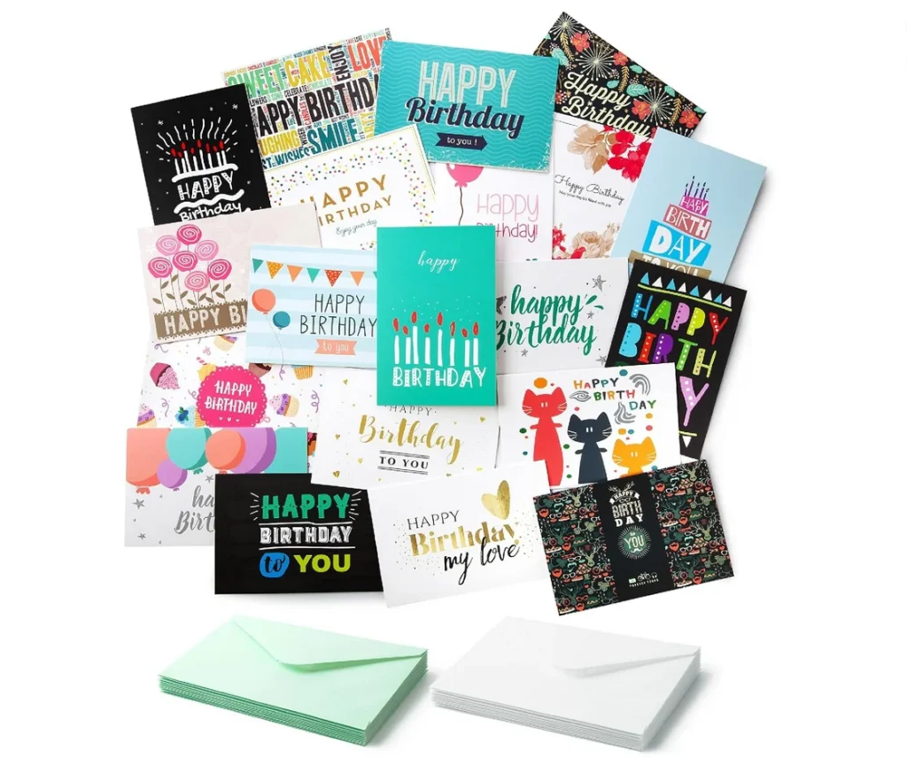20 Birthday Cards are $5.XX on Amazon | $0.29 each