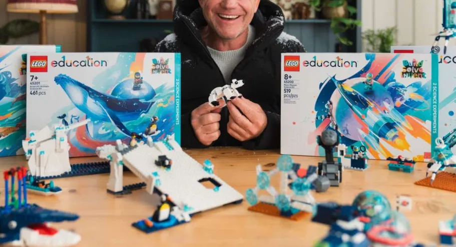Build, Learn & Play with LEGO Education’s New At-Home STEM Sets for Kids man playing with the new LEGO education sets
