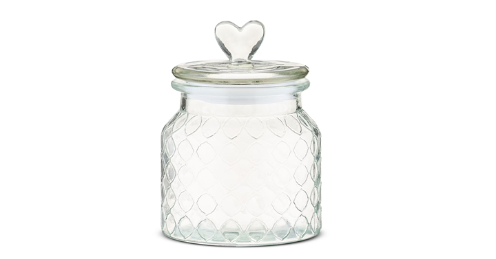 Clear Glass Jar with Lid and Heart-Shaped Knob, 6.25″ – Just $6.88! Clear Glass Jar with Lid and Heart-Shaped Knob, 6.25″ – Just $6.88!