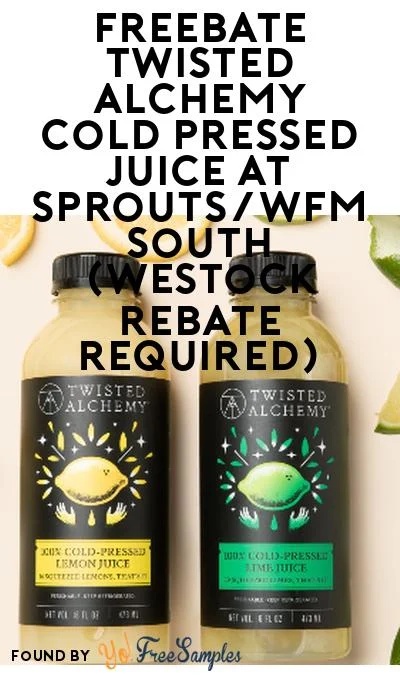 FREEBATE Twisted Alchemy Cold Pressed Juice at Sprouts/WFM South (WeStock Rebate Required) FREEBATE Twisted Alchemy Cold Pressed Juice at Sprouts/WFM South (WeStock Rebate Required)