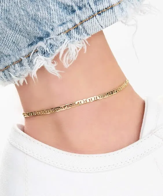 RMZ GOLD NYC 18K Gold Flat Mariner Link Anklet for $12 RMZ GOLD NYC 18K Gold Flat Mariner Link Anklet for $12