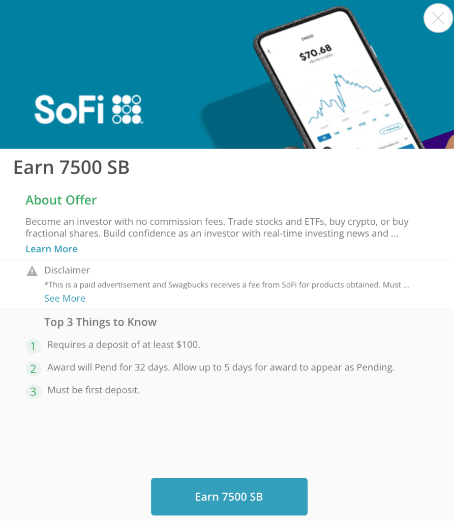 Rakuten: Signup For SoFi Invest & Get $100/10,000 MR Points Rakuten: Signup For SoFi Invest & Get $100/10,000 MR Points