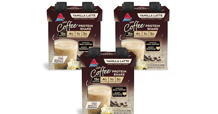 Atkins Iced Coffee Vanilla Latte Protein Shake – Pack of 12 – Just $15.71! Atkins Iced Coffee Vanilla Latte Protein Shake – Pack of 12 – Just $15.71!