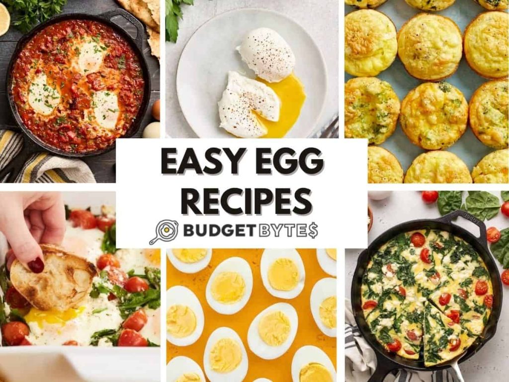 Easy Egg Breakfast Ideas – Budget Bytes collage image of various egg breakfast ideas