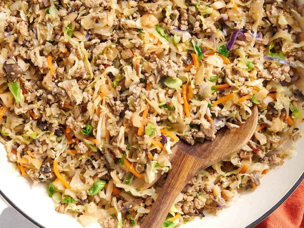 egg roll in a bowl close up