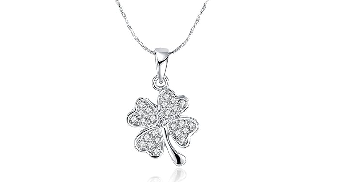 Platinum Plated Four Leaf Clover Pendant Necklace – Just $7.49! Platinum Plated Four Leaf Clover Pendant Necklace – Just $7.49!