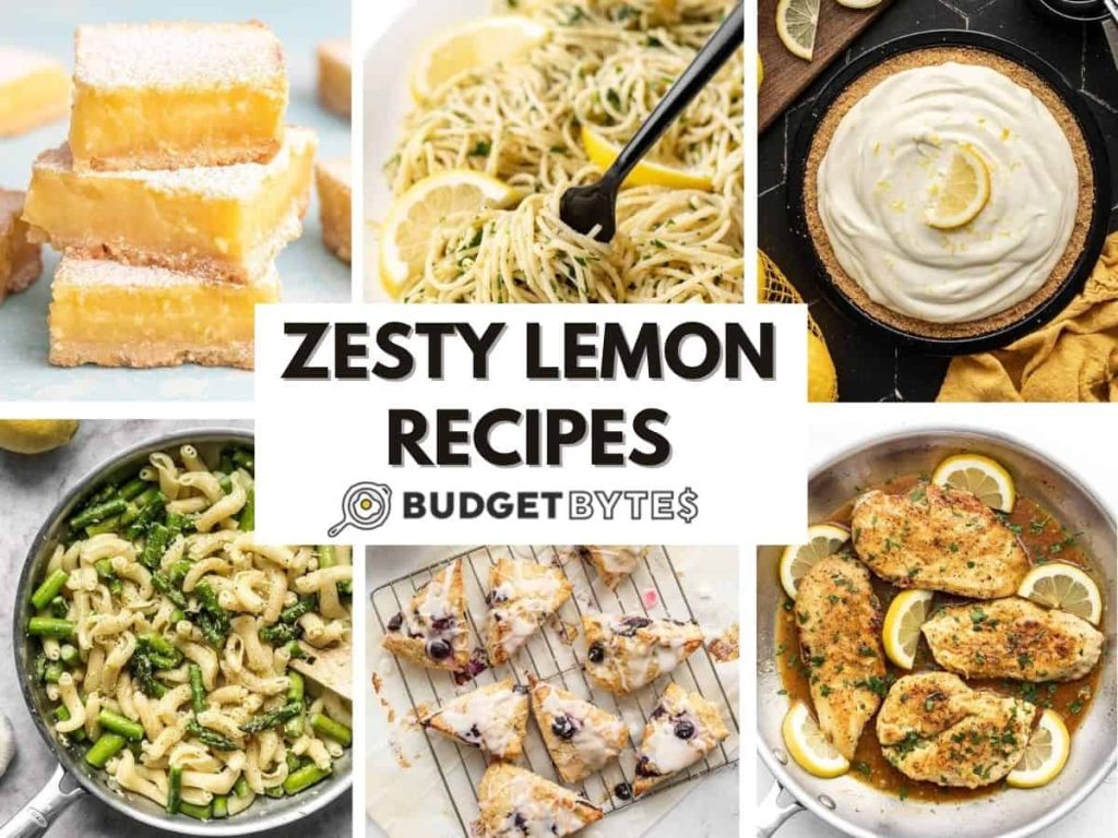 21 Zesty Lemon Recipes – Budget Bytes collage of lemon recipes