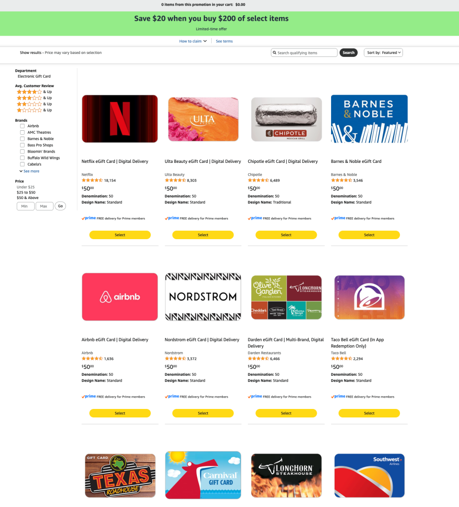 Amazon: $200 Giftcards $180 -Netflix, Chipotle Amazon: $200 Giftcards $180 -Netflix, Chipotle