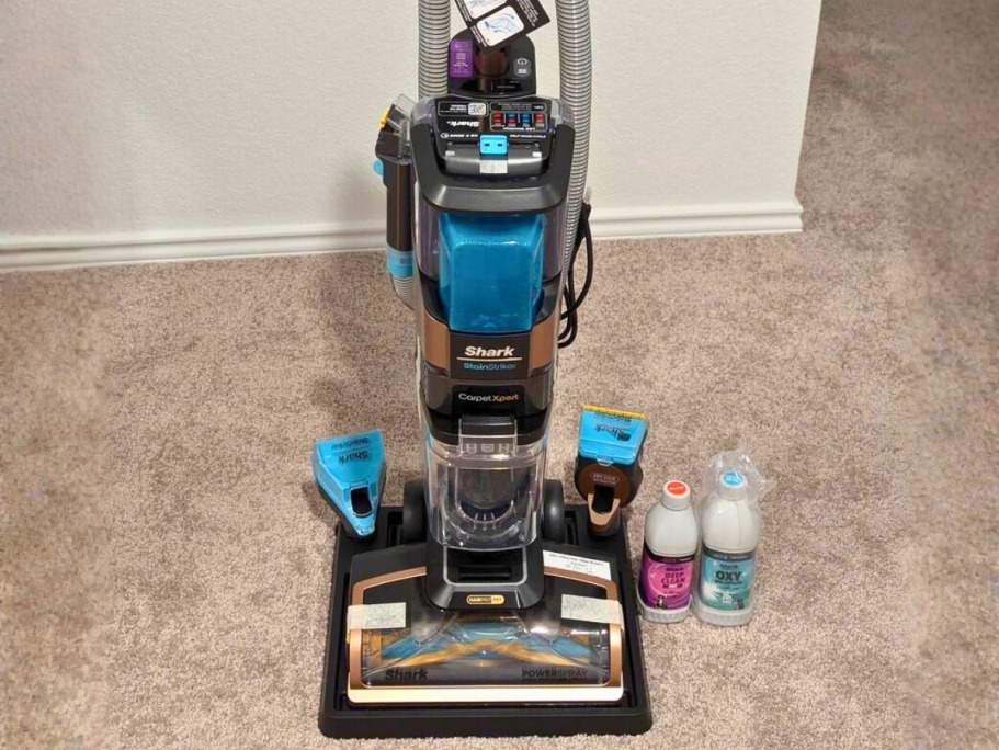 Over $100 Off Shark Carpet Cleaner on Walmart.com (Highly Recommended for Pet Hair!) a shark vacuum cleaner in a living room