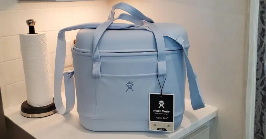 WOW! 50% Off Hydro Flask 20L Coolers on Amazon Hydro Flask 20L Cooler Bag on counter