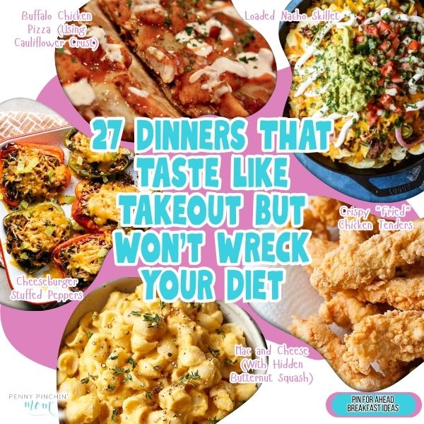 27 Dinners That Taste Like Takeout But Won’t Wreck Your Diet Healthy comfort food dinners with grilled chicken, roasted veggies, noodles, and sauces plated for a lighter takeout-style meal