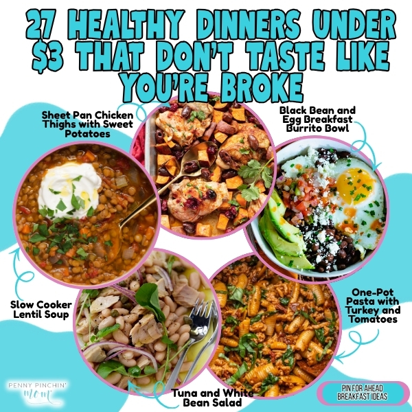 27 Healthy Dinners Under $3 That Don’t Taste Like You’re Broke Cheap high protein dinners: 27 budget meals under $3 each with plenty of protein that taste way better than the price tag.