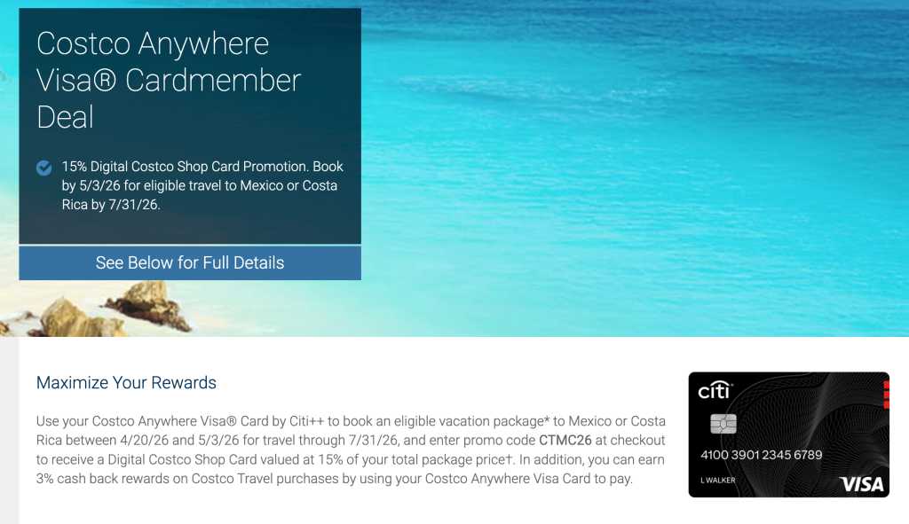 Costco Visa: 15% Travel (Mexico, Costa Rica)