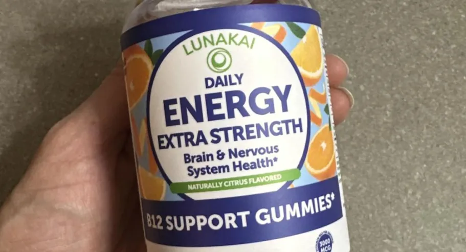 Lunakai B12 Vitamins 60-Count Just $12.97 Shipped on Amazon (Reg. $32) hand holding Lunakai B12 Gummy Vitamins 60-Count