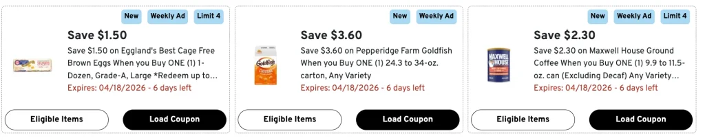 Over $400 in New ShopRite eCoupons -Save on Egglands Best, Goldfish Crackers, Maxwell House & More