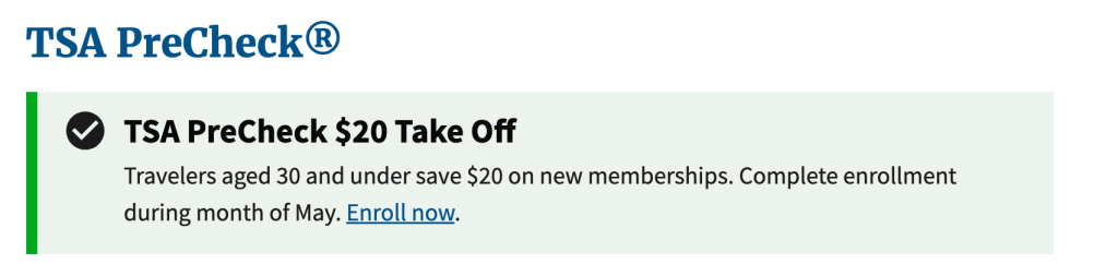 TSA PreCheck: Save $20 - Age 30 Or Younger