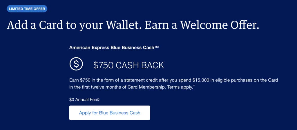[YMMV] American Express Blue Business Cash $750 Signup Bonus - No Lifetime Language