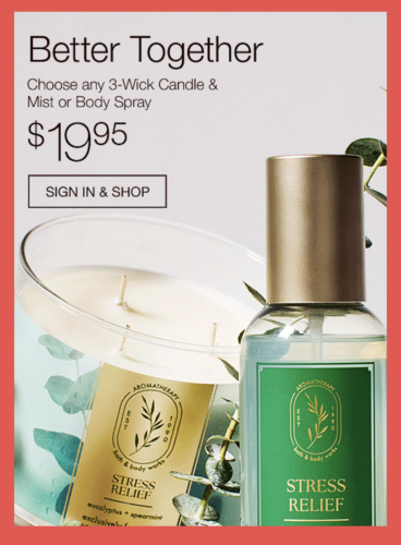 Bath & Body Works Candle + Body Mist $19.95 Bath & Body Works Candle + Body Mist $19.95