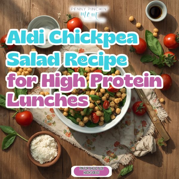 Aldi Chickpea Salad Recipe For High Protein Lunches Aldi chickpea salad meal prep: colorful salad in containers with chickpeas, veggies, and dressing ready all week.