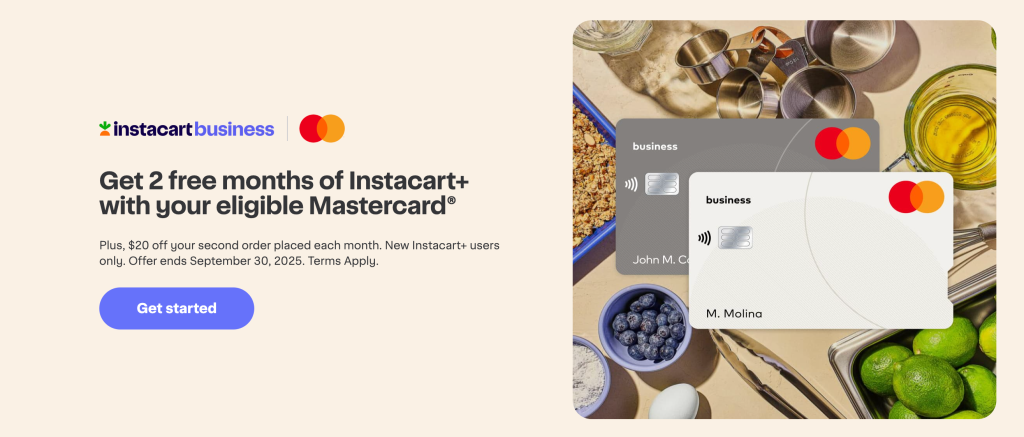 Business Mastercard New Instacart Benefit: $20 Off Second Order + 2 Free Months