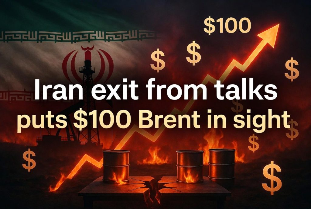 Iran exit from talks puts $100 Brent in sight