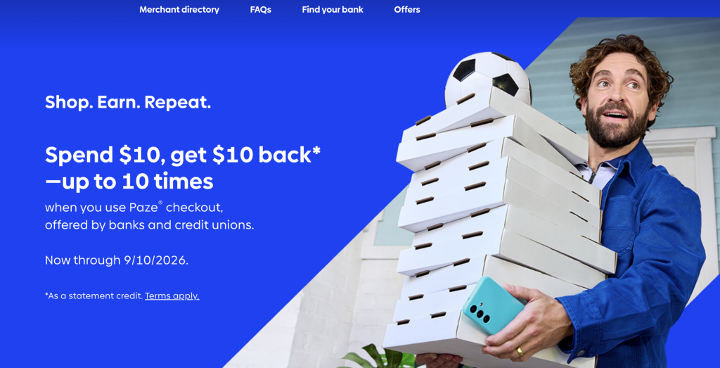 Paze: Get Free $100 Back *Per Card* (10 x $10)