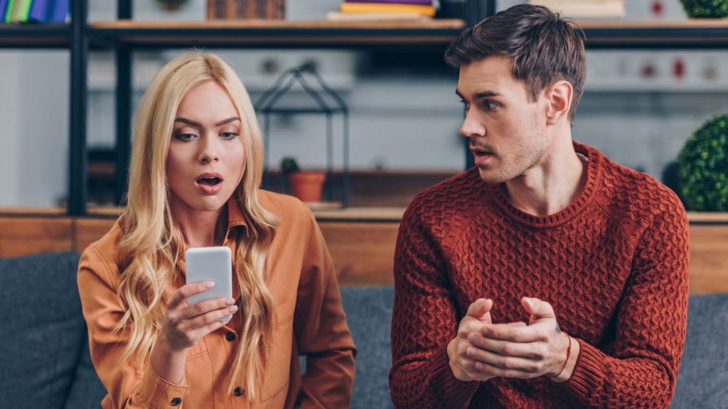 Emotional Young Man Looking at the Shocked Woman MSN